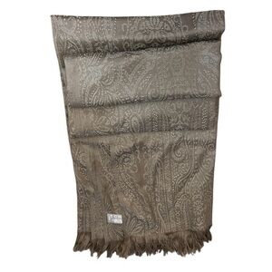 NWOT ECHO Elegant Luxury Damask Taupe Wool Large Shawl / Wrap / Scarf